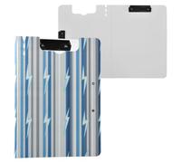 Folding Clipboards Funny Striped Thunder Blue and Gray A4 Clipboard Binder Two Metal Clips Pen Holder School Clip Board with Hard Cover