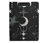 Folding Clipboards Gothic Darkness Moon Stars Black A4 Clipboard Folio Double Clips Pen Holder Nursing Clip Board with Cover