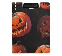 Folding Clipboards Halloween Yellow Pumpkin A4 Clipboard Binder Double Clips Pen Holder Office Clip Board with Cover