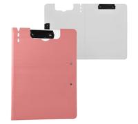 Folding Clipboards Light Coral Red A4 Clipboard Binder Two Metal Clips Pen Holder Nursing Clip Board with Cover