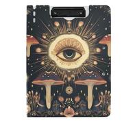 Folding Clipboards Mushroom with Eyes Psychedelic A4 Clipboard Padfolio Horizontal and Vertical Double Clips School Clip Board with Cover