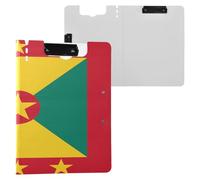 Folding Clipboards National Flag of Grenada A4 Clipboard Binderfolio Two Metal Clips Pen Holder School Clip Board with Cover