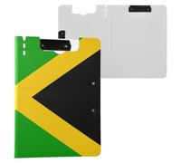Folding Clipboards National Flag of Jamaica A4 Clipboard Folio Double Metal Clips Pen Holder Nursing Clip Board with Cover