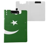 Folding Clipboards National Flag of Pakistan A4 Clipboard Folio Double Metal Clips Pen Holder School Clip Board with Cover
