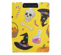 Folding Clipboards Orange Halloween Pumpkin A4 Clipboard Folio Double Clips Pen Holder Office Clip Board with Cover