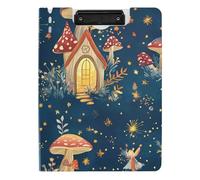 Folding Clipboards Red Mushroom A4 Clipboard with Binder Two Metal Clips Pen Holder School Clip Board with Hard Cover