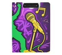 Folding Clipboards Rock Guitar Microphone Man Purple A4 Clipboard Folio Double Clips Pen Holder School Clip Board with Cover