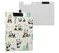 Folding Clipboards Soft Color Panda and bamboos A4 Clipboard with Padfolio Double Metal Clips Pen Holder School Clip Board with Cover