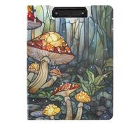Folding Clipboards Stainedglass Mushroom Forests A4 Clipboard Clipfolio Horizontal and Vertical Double Clips Nursing Clip Board with Cover