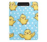 Folding Clipboards White Polka Dots Cartoon Yellow Chicks A4 Clipboard Binderfolio Double Metal Clips Pen Holder School Clip Board with Hard Cover