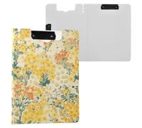 Folding Clipboards Yellow Little Flowers A4 Clipboard Folio Binder Double Clips Pen Holder Nursing Clip Board with Hard Cover