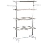 Folding Cloth Rail Adjustable Garment Rack With Wheels 4 Layer