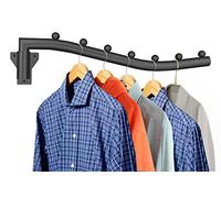Folding Clothes Hanger Rack Swing Arm Hook Holder Clothing Hanging Garment Drying Closet Rod Storage Organizer Wall Mount Space Saving for Closet Organizer, Bathroom, Bedroom, Laundry Room Black