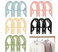 Folding Clothes Hangers, 15 PCS Plastic Portable Folding Coats Hanger, Portable Travel Hangers Foldable Space Saving Coat Hanger for Home Travel Outdoor 5 Colors