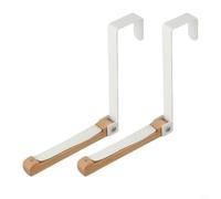 Folding clothes hook with punchfree design for behind the door wardrobe use, anti slip grooves prevent slipping and iron wood material ensures lasting durability (white)