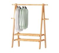 Folding Clothing Rack with Storage Shelf, Sturdy Wood Design, Load Capacity 100Kg/220Lbs, Ideal for Bedroom and Clothing Store