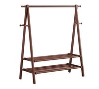 Folding Clothing Rack with Storage Shelf, Sturdy Wood Design, Load Capacity 100Kg/220Lbs, Ideal for Bedroom and Clothing Store