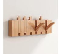Folding Coat Rack Wall Mounted, Heavy Duty Hooks for Hats, Keys, Towel & Robes, Space-Saving Design with 12 Beech Wood Hooks