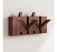 Folding Coat Rack Wall Mounted, Heavy Duty Hooks for Hats, Keys, Towel & Robes, Space-Saving Design with 12 Beech Wood Hooks