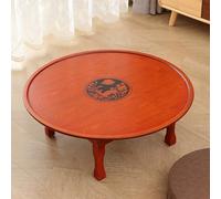 Folding Coffee Table - Japanese Tatami Floor Table for Sitting, Round Minimalist Design, Foldable Dining Table for Meditation and Tea