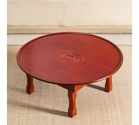 Folding Coffee Table - Japanese Tatami Floor Table for Sitting, Round Minimalist Design, Foldable Dining Table for Meditation and Tea