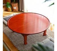 Folding Coffee Table - Japanese Tatami Floor Table for Sitting, Round Minimalist Design, Foldable Dining Table for Meditation and Tea
