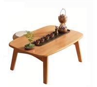 Folding Coffee Table, Portable Collapsible Low Desk, Wooden Rectangular Table for Small Spaces Living Room Home Office, No Assembly