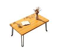 Folding Coffee Table with Smooth Rounded Edges and Thick Wood Panel, Stable Minimalist Design for Small Spaces