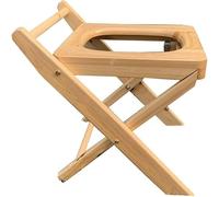 Folding Commode Toilet Chair, Solid Wood Portable Camping Stool, Mobile Bathroom Shower Chair for Disabled and Elderly