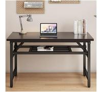 Folding Computer Desk Office Desk Study Table Writing Table for Home Office and Study Standing Desk Small Foldable Desk Simple Style Workstation No Assembly,Black(Double,100x50cm/39.37x19.69in)