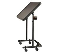 Folding Computer Desk with Lockable Wheels and Cup Holder, Portable Gaming and Home Office Desk for Laptops and Dinner Use