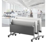 Folding Computer Desk with Privacy Panel & Locking Wheels Mobile Meeting Table 80x60x75cm for Home/Office 2-Pack Compact & Versatile Workstation (32x24x30 Inches)