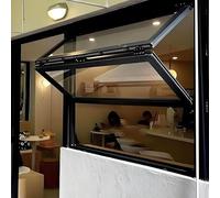 Folding Concession Serving Window with Glass & Lock - 70°Opening Vertical Sliding Double Hung Aluminum Frame Window for Food Truck, Business Kitchen Use(40x40in/102x102cm)