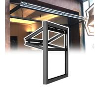 Folding Concession Serving Window with Glass & Lock, Aluminum Vertical Lifting Sliding Window for Vending and Business Kitchens, 22x32in
