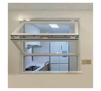 Folding Concession Serving Window with Glass & Lock - Vertical Sliding Double Hung Aluminum Frame Window for Food Truck, Vending Stand, Business Kitchen Use((WXH) 133x83cm)