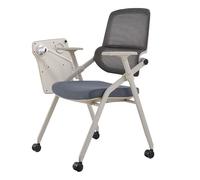 Folding Conference Chair with Table Board - Ideal for Meetings & Training Rooms Ergonomic Design Rolling Wheels Gray Color Portable & Space-Saving