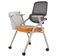 Folding Conference Chair with Table Portable Training Room Seating Ergonomic Meeting Chair with Wheels for Office & Classroom (Gray)