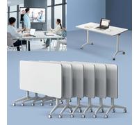 Folding Conference Room Table, Mobile Training Table with Strong Metal Frame and Silent Wheels, Waterproof Desktop for Offices, Classrooms, Meetings, 63in, 4pcs