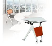 Folding Conference Room Table, Sector Flip Top Mobile Training Table with Wheels, Foldable Round Meeting Room Conference Table for Office Office Classroom (*14)