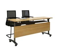 Folding Conference Room Table with Wheels Flip Top Rolling Training Table for Office Meeting Room Seminar & Classroom - Versatile Wood Design for Easy Storage and Mobility