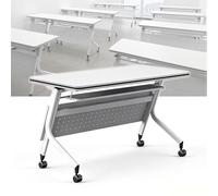 Folding Conference Room Tables Movable Meeting Training Table with Privacy PanelEvent Work Desk with Sto Shelf for Office Classroom Wortat(120x60x75cm)