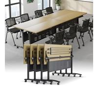 Folding Conference Room Tables4PCS Stackable Modular Meeting Tables with Caster Wheels 63x19.7x29.5 Inches Ideal for Office Boardroom Seminars and Events