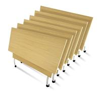 Folding Conference Table - 140x60x75CM Wooden Meeting Table Flip Top Training Table with Silent Caster Wheels Versatile Portable Workstation for Office & Events