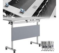 Folding Conference Table 160cm - Portable Movable Comter Desk for Meetings & Training Rooms Long Foldable Meeting Table Ideal for Office & Event Use