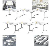 Folding Conference Table Foldable Conference Table, Modern Mobile Meeting Table with Silent Wheels for Office Reception Classroom Training,6,120x60x75cm