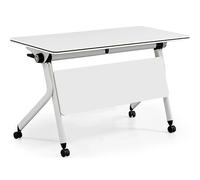 Folding Conference Table - Mobile Meeting Desk with Lockable Wheels, Space-Saving Design, Durable Metal Frame for Office, Training, and Seminar Use