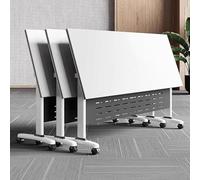 Folding Conference Table - Mobile Meeting Desk with Lockable Wheels, Space-Saving Design, Durable Metal Frame for Office, Training, and Seminar Use