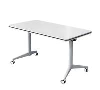 Folding Conference Table Mobile Meeting Desk with Silent Wheels, Steel Seminar Table for Office, 80x40x74CM