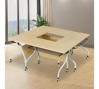 Folding Conference Table Mobile Training Desk with Caster Wheels, Flip Top Meeting Table for Office Classroom Study Writing Podcast