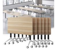 Folding Conference Table on Wheels Flip Top Meeting & Training Table 6 Pack Seminar Boardroom Table for Home Office Classroom 70.8 x 23.6 x 29.5 inches
